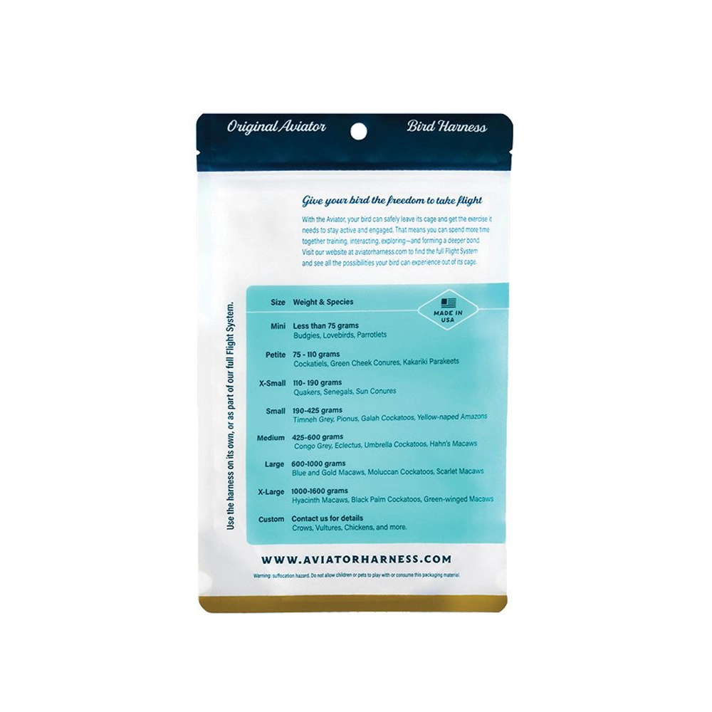 The Aviator Adjustable Safety Harness & Leash For Birds Black Mini - Image 2