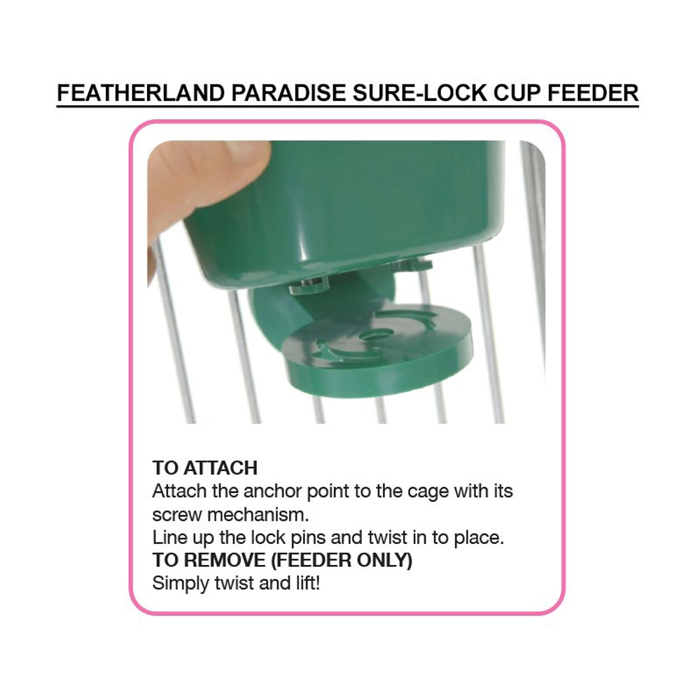 Featherland Paradise Sure-Lock Cup Bird Feeder Small 295ml - Image 3