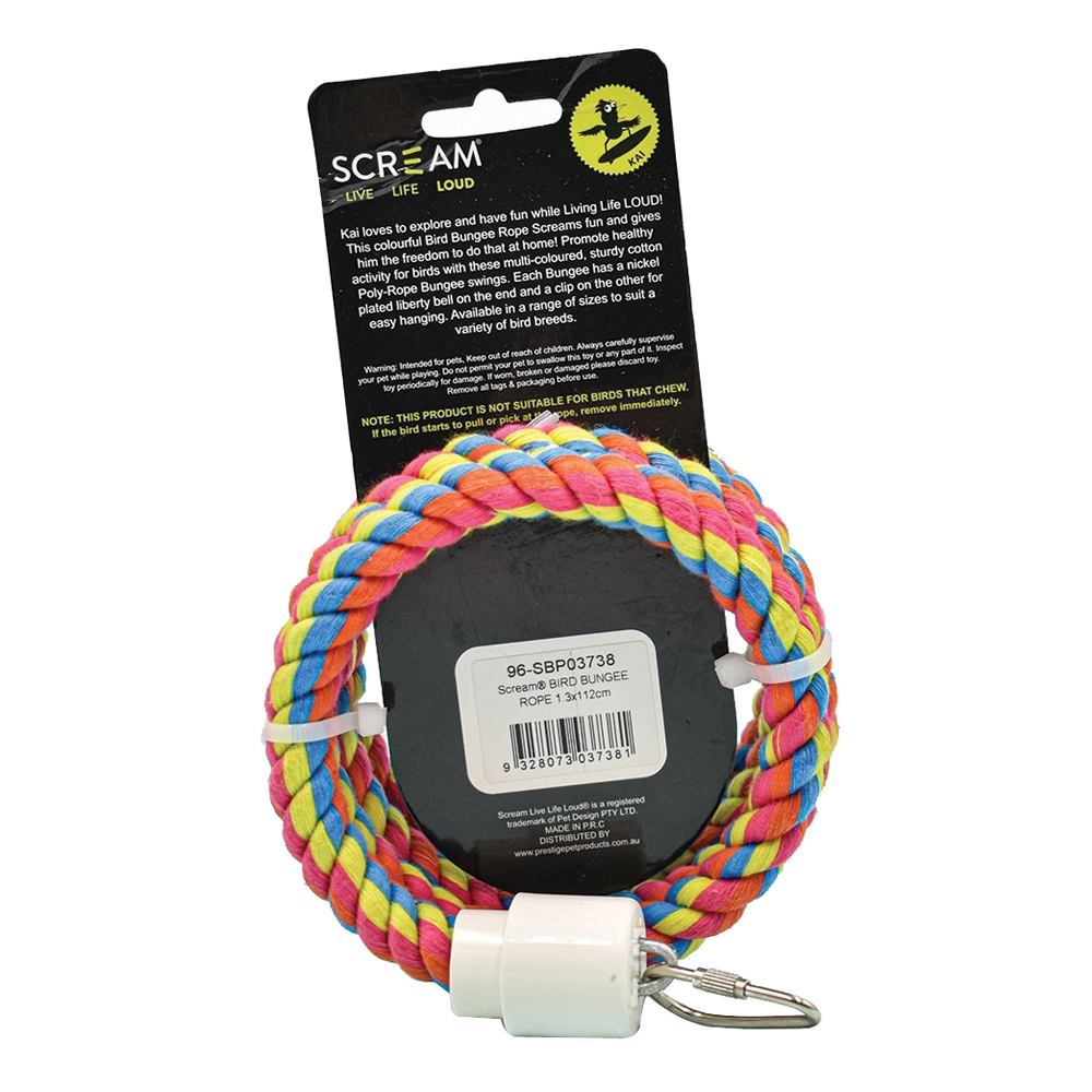 Scream Bird Bungee Rope Sturdy Cotton Bird Toy Multicolour Small - Image 3