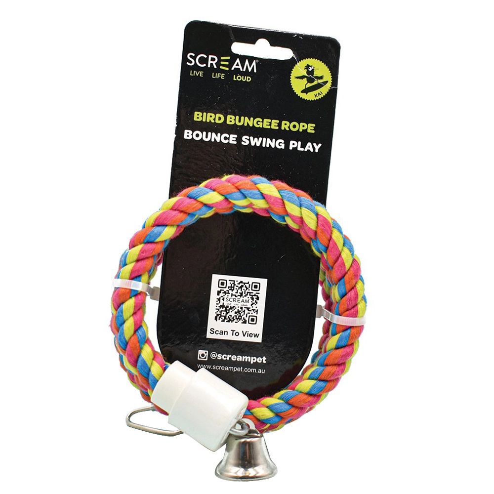 Scream Bird Bungee Rope Sturdy Cotton Bird Toy Multicolour Small