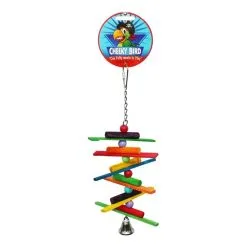 Cheeky Bird Spiral Sticks Hanging Wooden Bird Toy W/ Bell Small