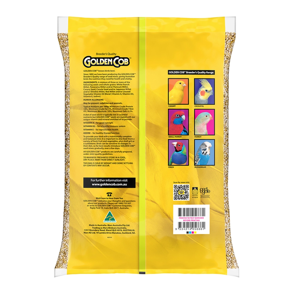 Golden Cob Finch Mix Nutritious Feed Supplement For Birds 10kg - Image 2